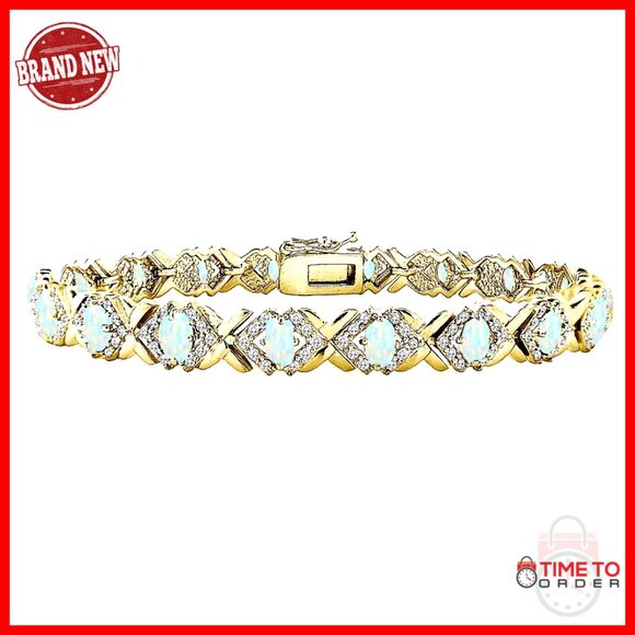 Sterling Silver Tennis Bracelet with Oval Stones and X Design